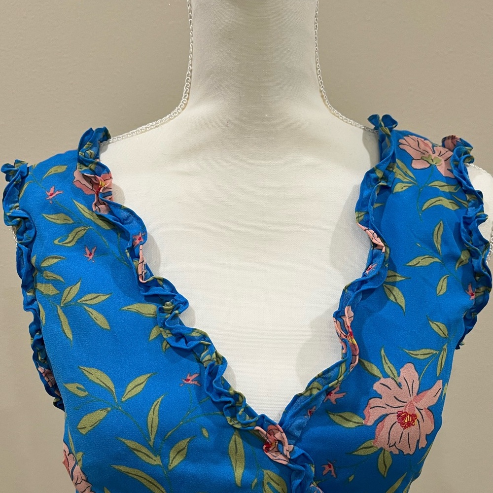 Lulu's Vibrant Blue Floral Mini Dress 0012 - Picture 2 of 6